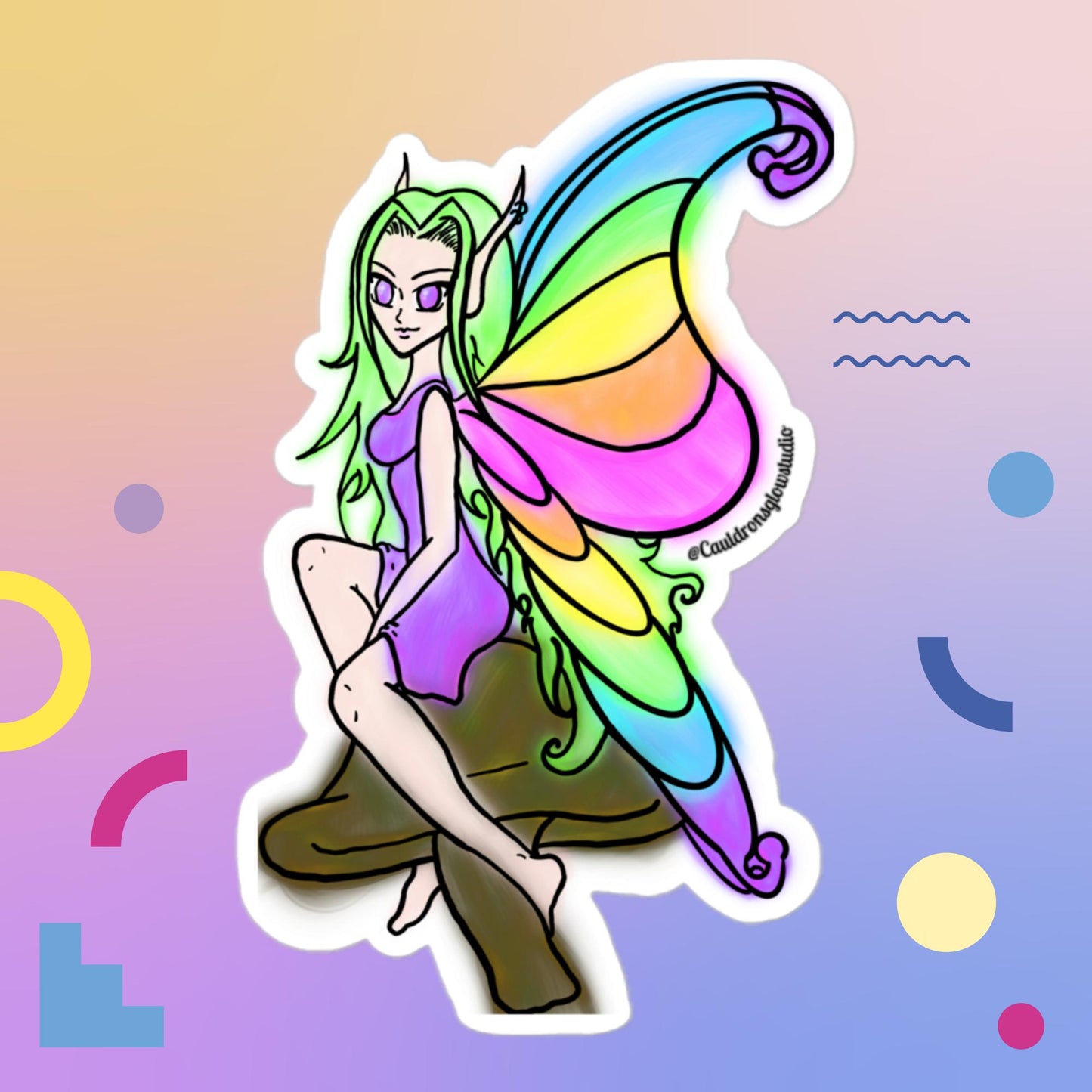Rainbow fairy Bubble-free sticker