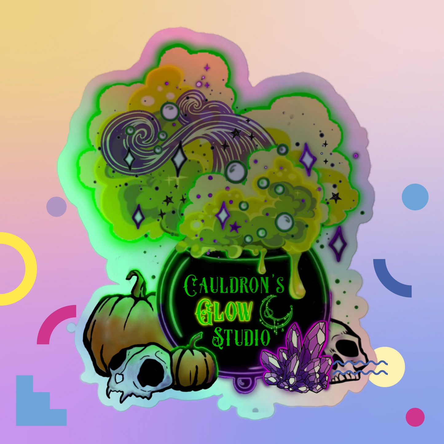 Cauldron’s Glow Studio Logo Holographic sticker