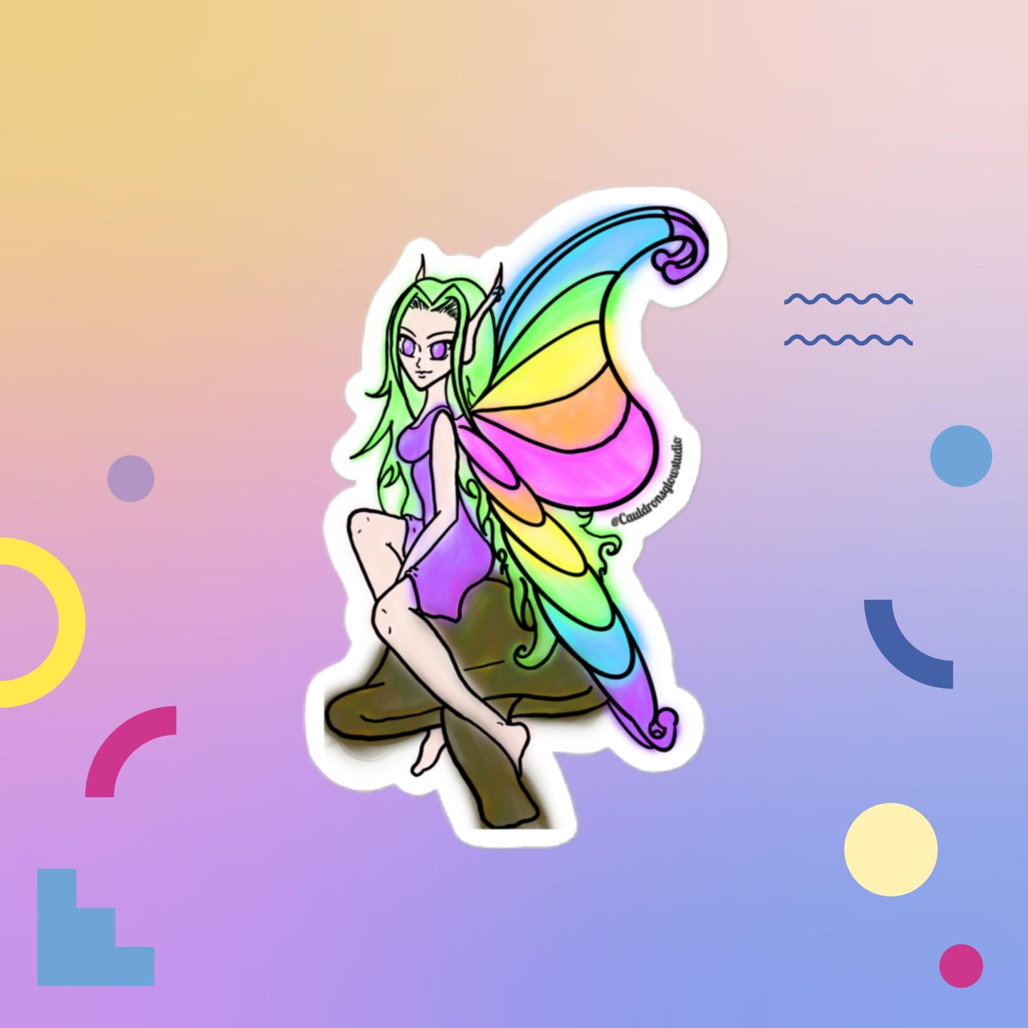 Rainbow fairy Bubble-free sticker